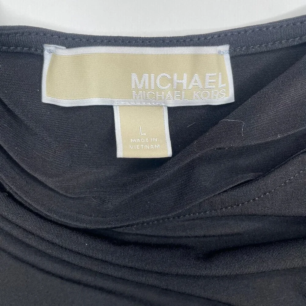 MICHAEL KORS Goth Grunge Cold Shoulder Black Mini Dress Size L